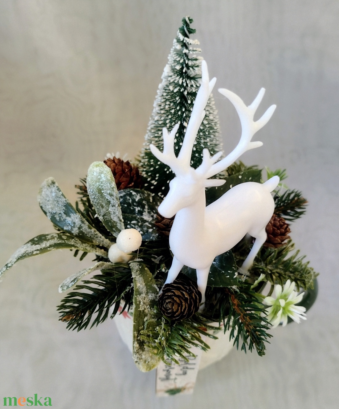 Téli varázs bögrében szarvassal - karácsony - adventi díszek - adventi asztaldísz - Meska.hu