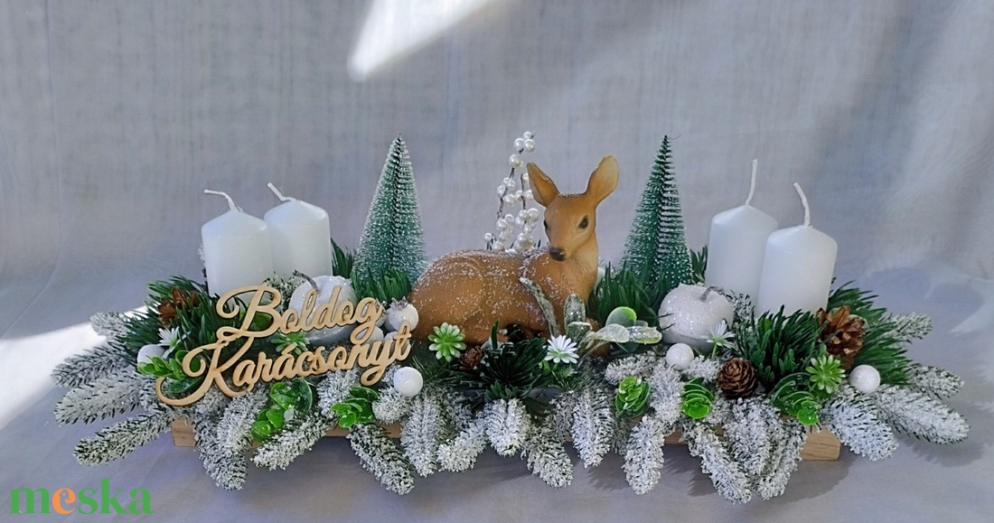 Ezüstös téli erdő adventi asztaldísz - karácsony - adventi díszek - adventi asztaldísz - Meska.hu