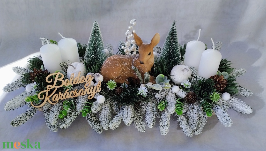 Ezüstös téli erdő adventi asztaldísz - karácsony - adventi díszek - adventi asztaldísz - Meska.hu