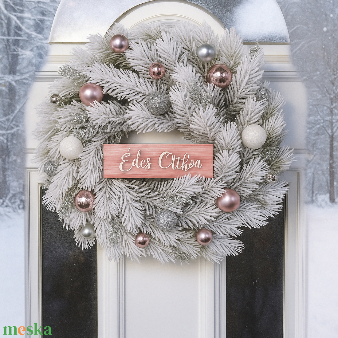Havas fenyőágas téli ajtódísz  - karácsony - karácsonyi lakásdekoráció - karácsonyi ajtódíszek - Meska.hu