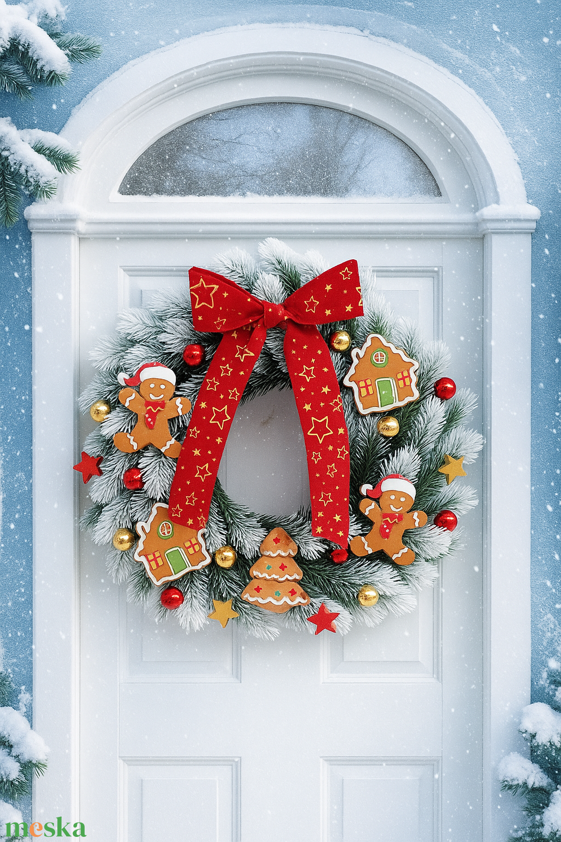 Mézeskalacsos karácsonyi ajtódísz  - karácsony - adventi díszek - adventi ajtódísz - Meska.hu