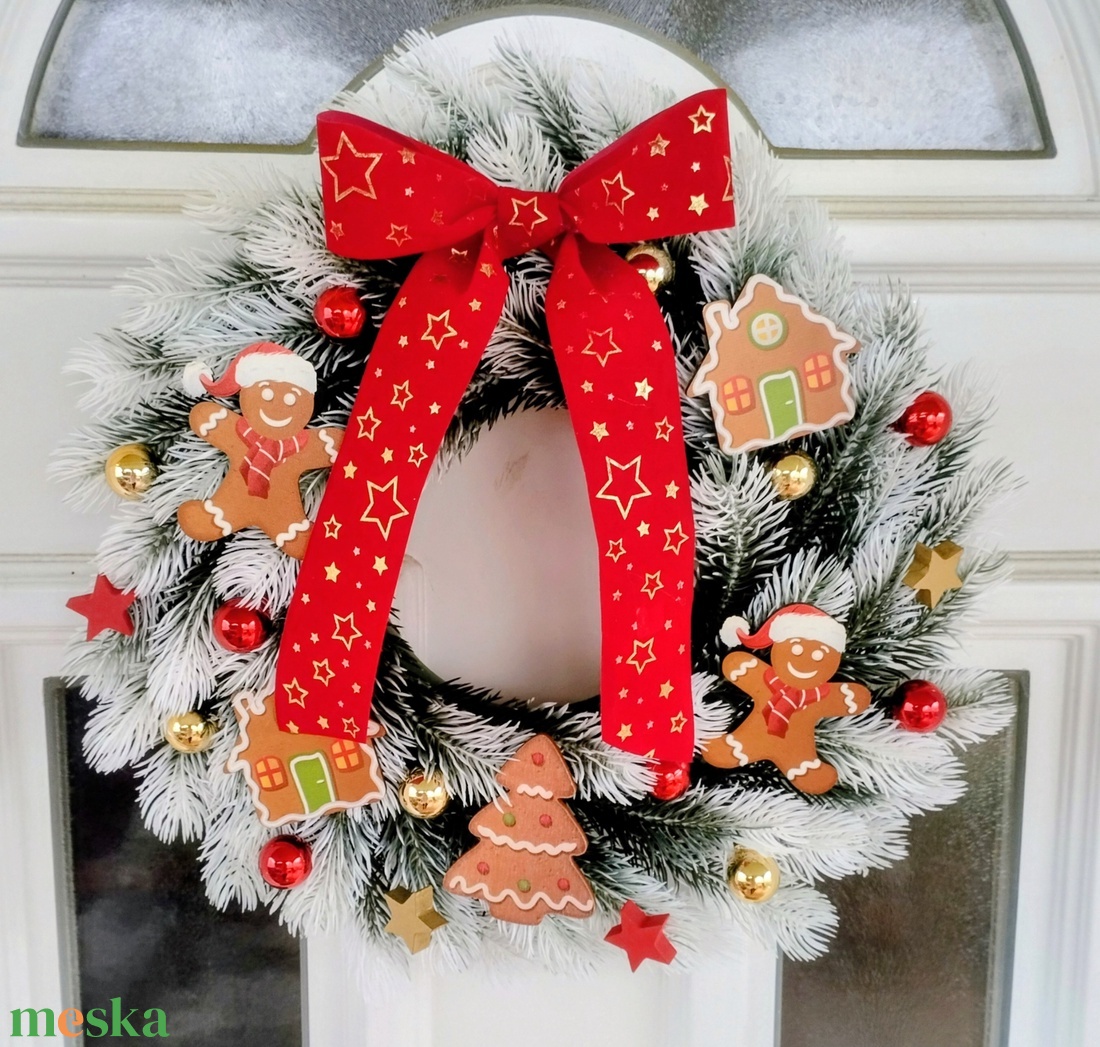 Mézeskalacsos karácsonyi ajtódísz  - karácsony - adventi díszek - adventi ajtódísz - Meska.hu