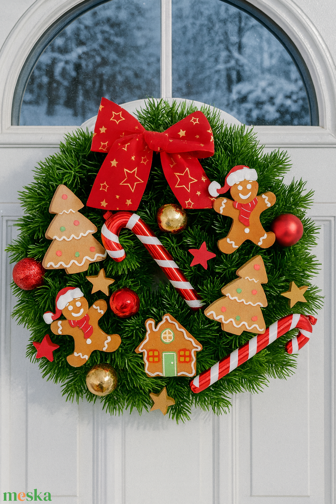 Mézikés karácsonyi ajtódísz  - karácsony - karácsonyi lakásdekoráció - karácsonyi ajtódíszek - Meska.hu