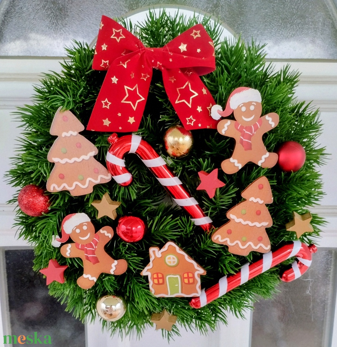 Mézikés karácsonyi ajtódísz  - karácsony - karácsonyi lakásdekoráció - karácsonyi ajtódíszek - Meska.hu