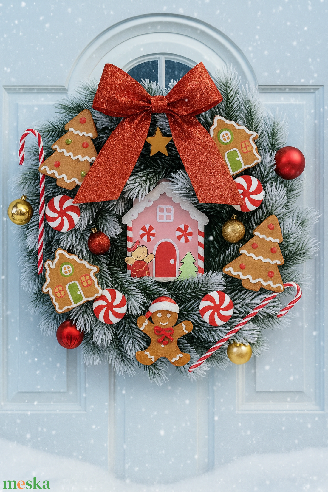 Mézeskalácsos karácsonyi ajtódísz  - karácsony - karácsonyi lakásdekoráció - karácsonyi ajtódíszek - Meska.hu