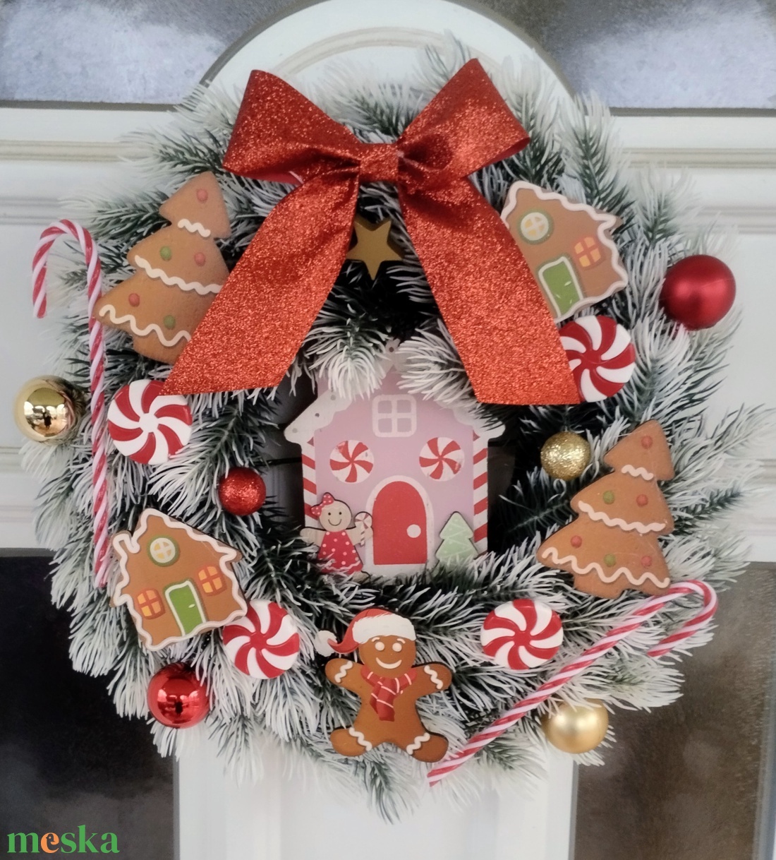 Mézeskalácsos karácsonyi ajtódísz  - karácsony - karácsonyi lakásdekoráció - karácsonyi ajtódíszek - Meska.hu