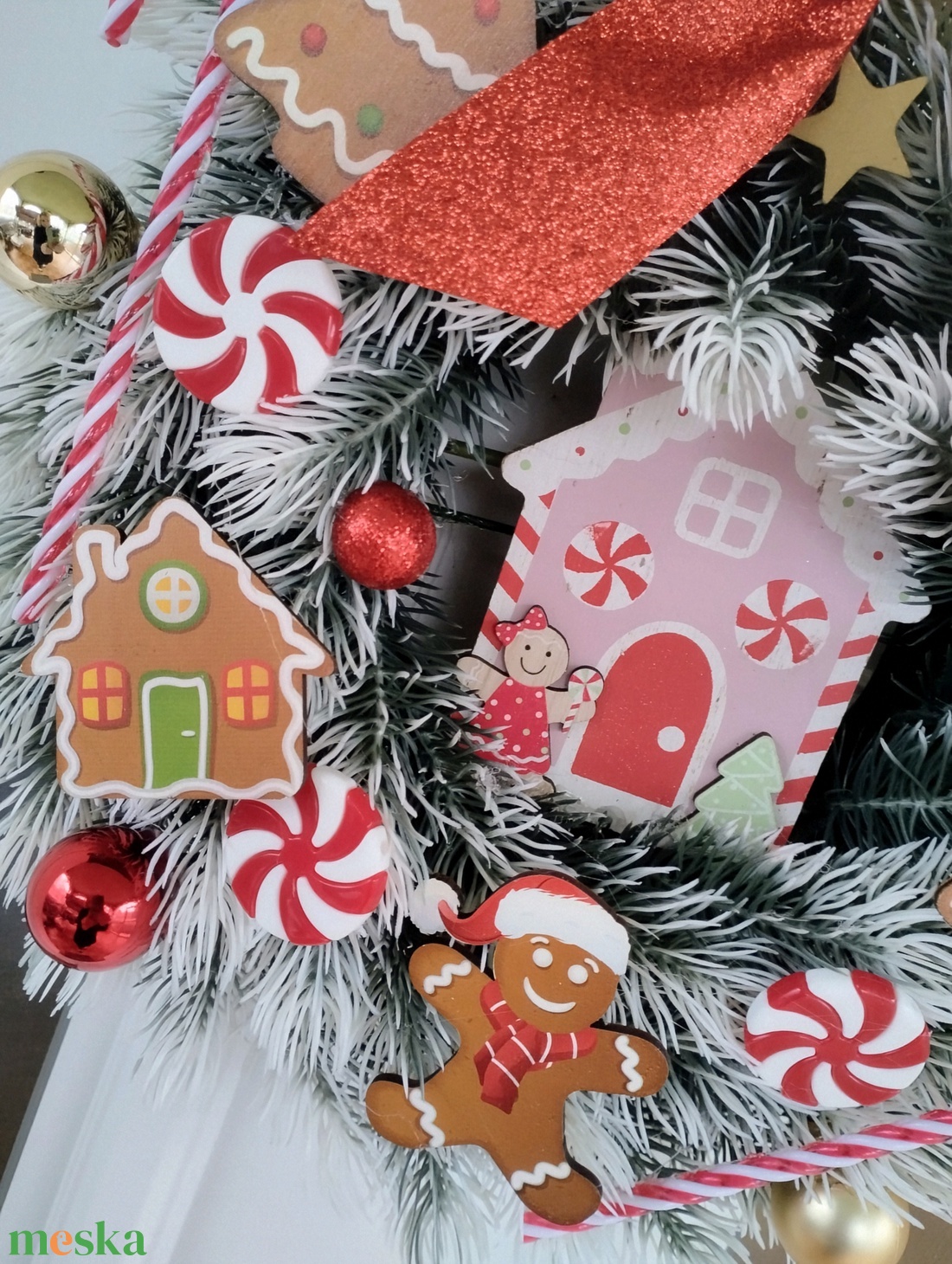 Mézeskalácsos karácsonyi ajtódísz  - karácsony - karácsonyi lakásdekoráció - karácsonyi ajtódíszek - Meska.hu