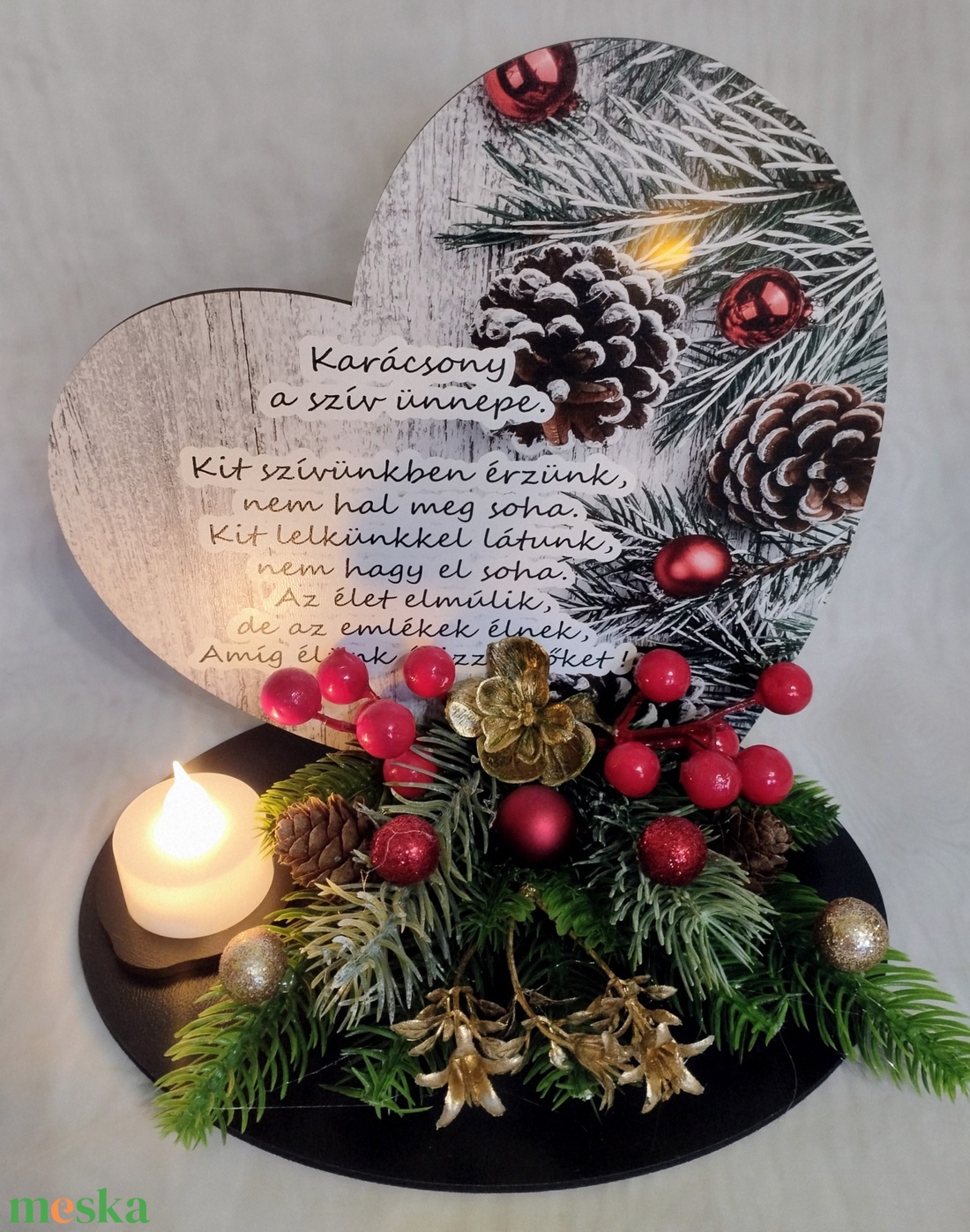 Karácsonyi természetes hatású sírdísz - otthon & életmód - vallás - temetkezési tárgy - sírdísz, kegyeleti dísz - Meska.hu