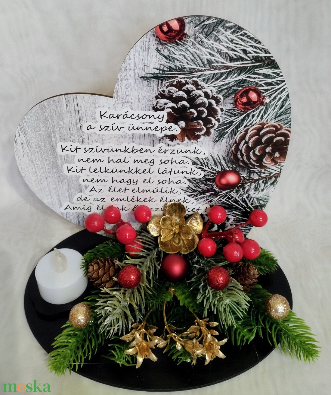 Karácsonyi természetes hatású sírdísz - otthon & életmód - vallás - temetkezési tárgy - sírdísz, kegyeleti dísz - Meska.hu