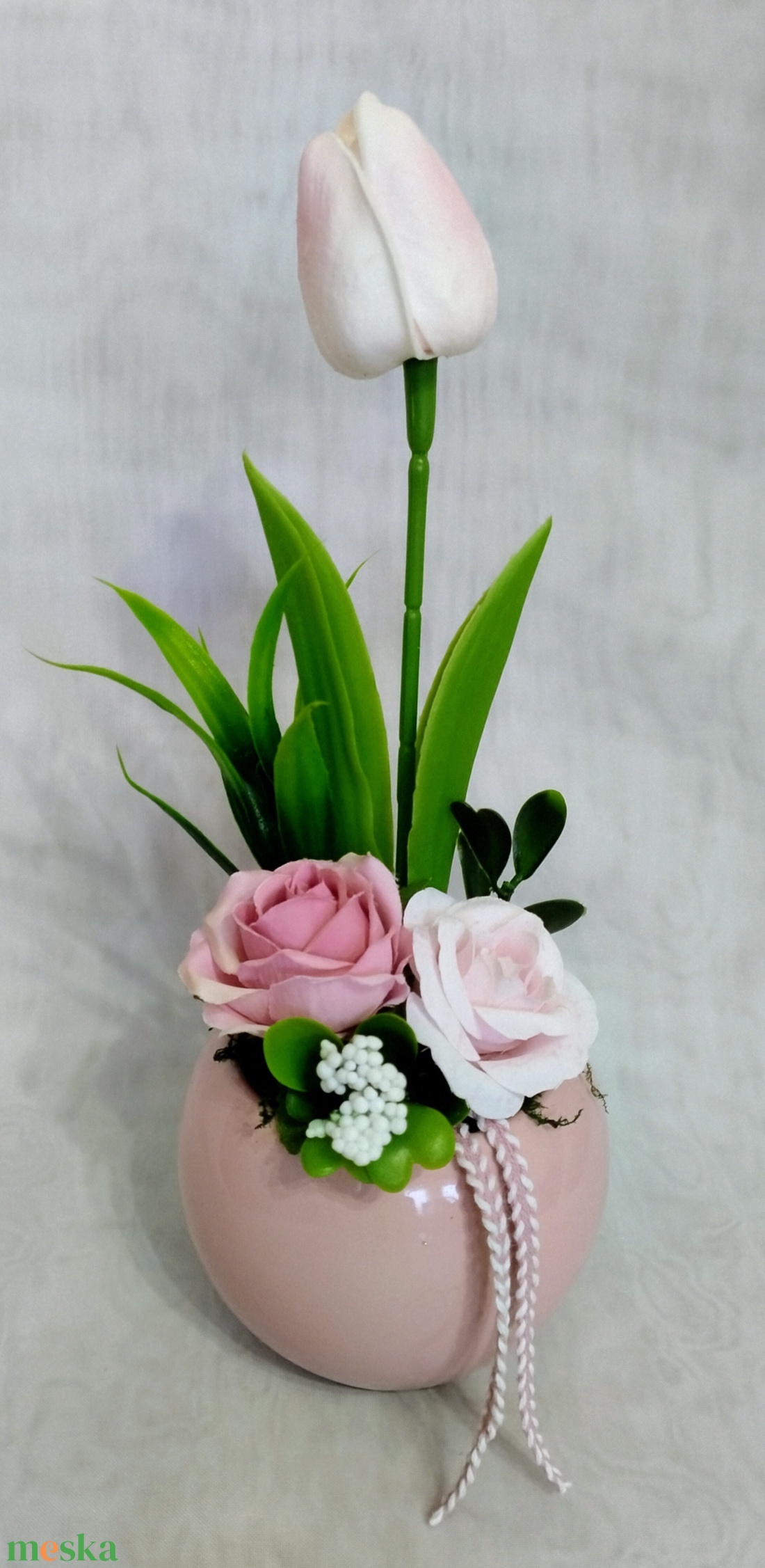 Rózsaszín kaspós kis tavaszi asztaldísz - otthon & életmód - dekoráció - Meska.hu