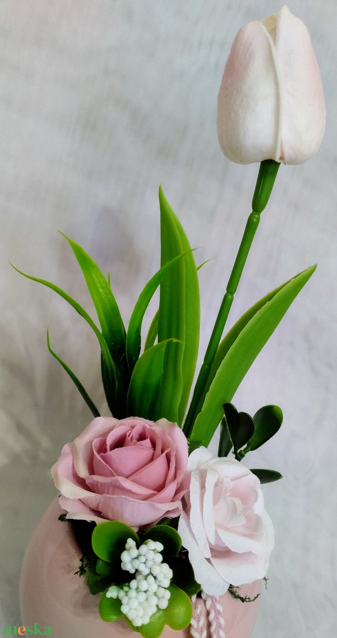 Rózsaszín kaspós kis tavaszi asztaldísz - otthon & életmód - dekoráció - Meska.hu