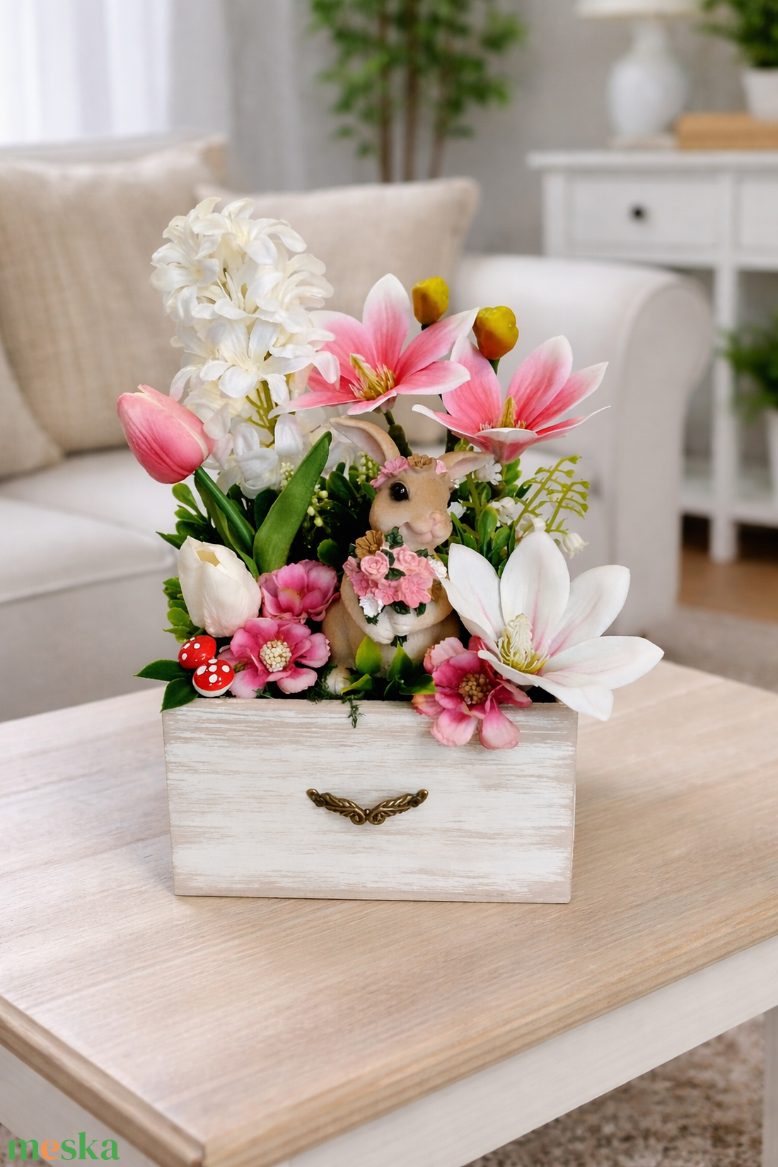 Fiókos nyuszis asztaldísz  - otthon & életmód - dekoráció - asztal és polc dekoráció - asztaldísz - Meska.hu