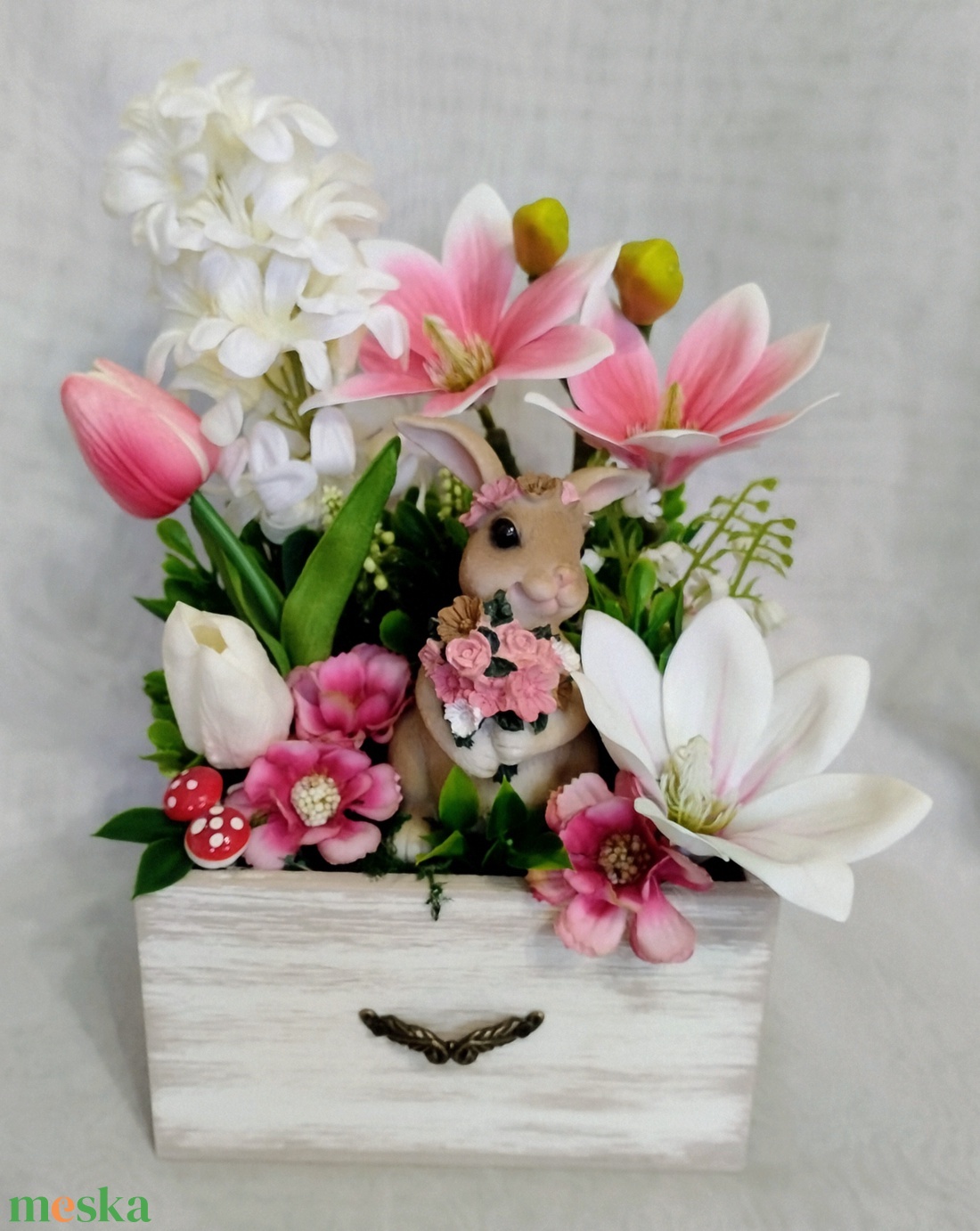 Fiókos nyuszis asztaldísz  - otthon & életmód - dekoráció - asztal és polc dekoráció - asztaldísz - Meska.hu