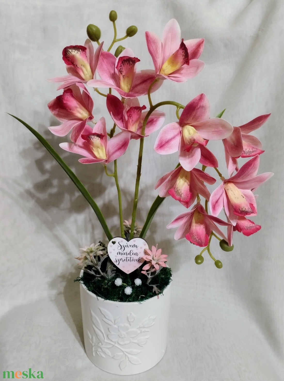 Gondozásmentes rózsaszín örök orchidea - otthon & életmód - dekoráció - asztal és polc dekoráció - asztaldísz - Meska.hu