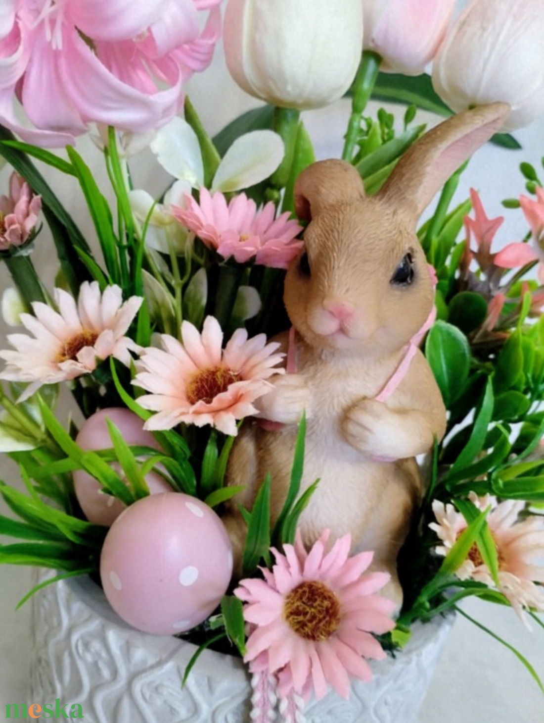 Nyuszis tavaszi asztaldísz pasztell hangulatban  - otthon & életmód - dekoráció - húsvéti asztaldíszek - Meska.hu