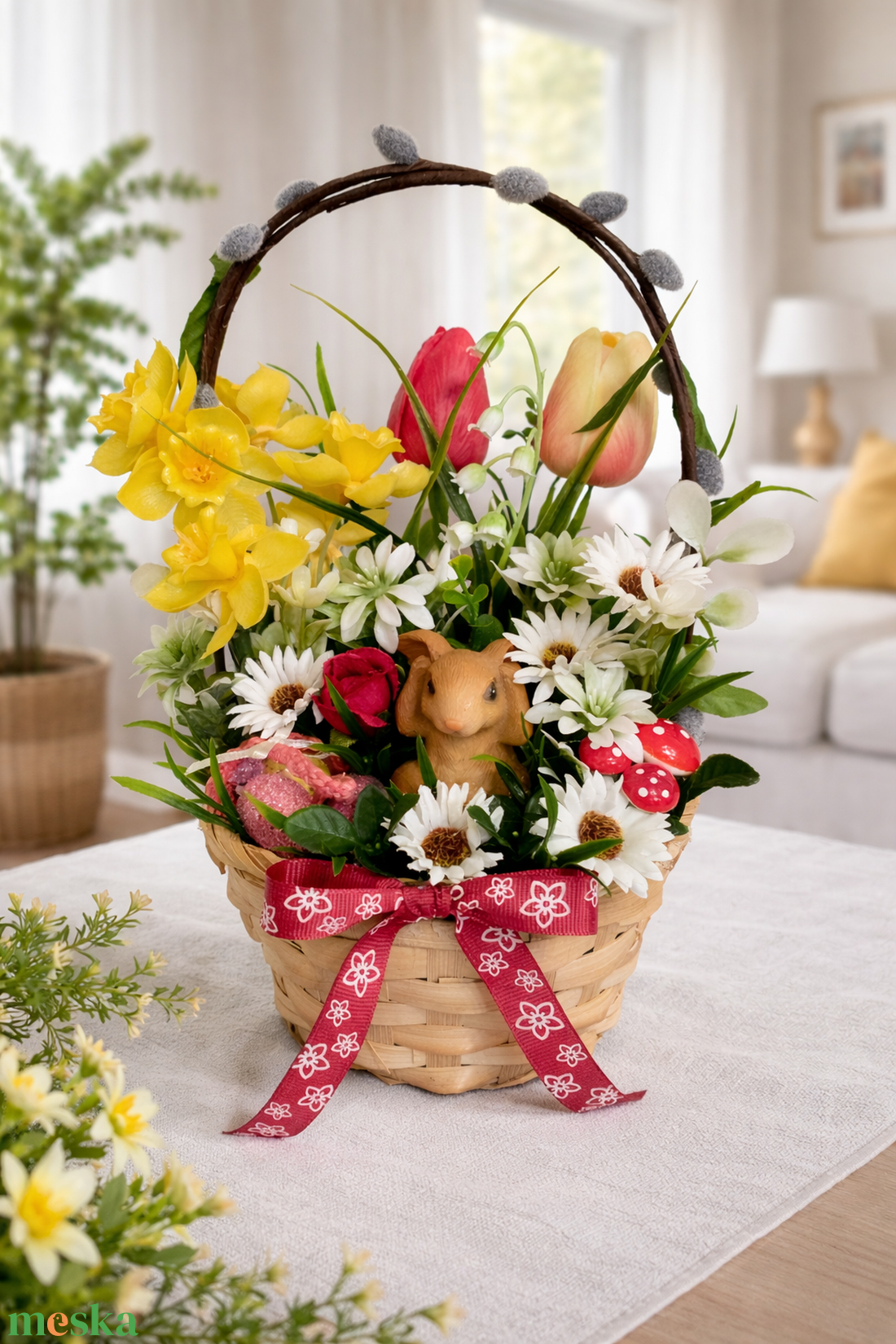 Fejét fogó nyuszis tavaszi asztaldísz  - otthon & életmód - dekoráció - húsvéti asztaldíszek - Meska.hu