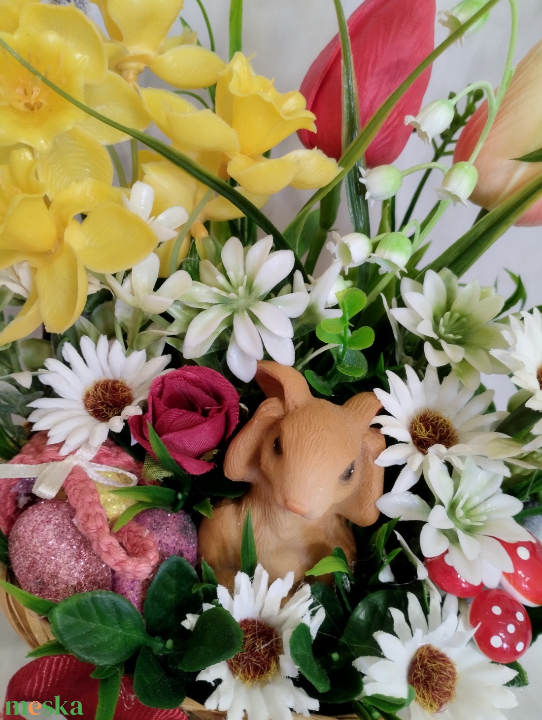 Fejét fogó nyuszis tavaszi asztaldísz  - otthon & életmód - dekoráció - húsvéti asztaldíszek - Meska.hu