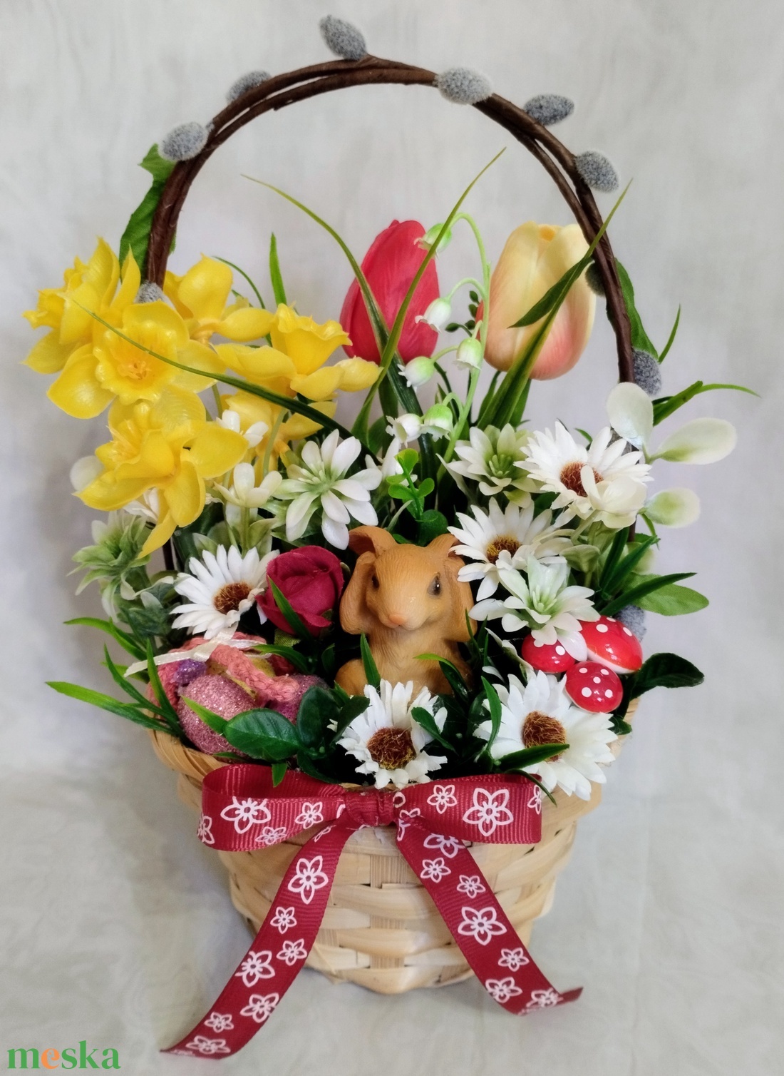 Fejét fogó nyuszis tavaszi asztaldísz  - otthon & életmód - dekoráció - húsvéti asztaldíszek - Meska.hu