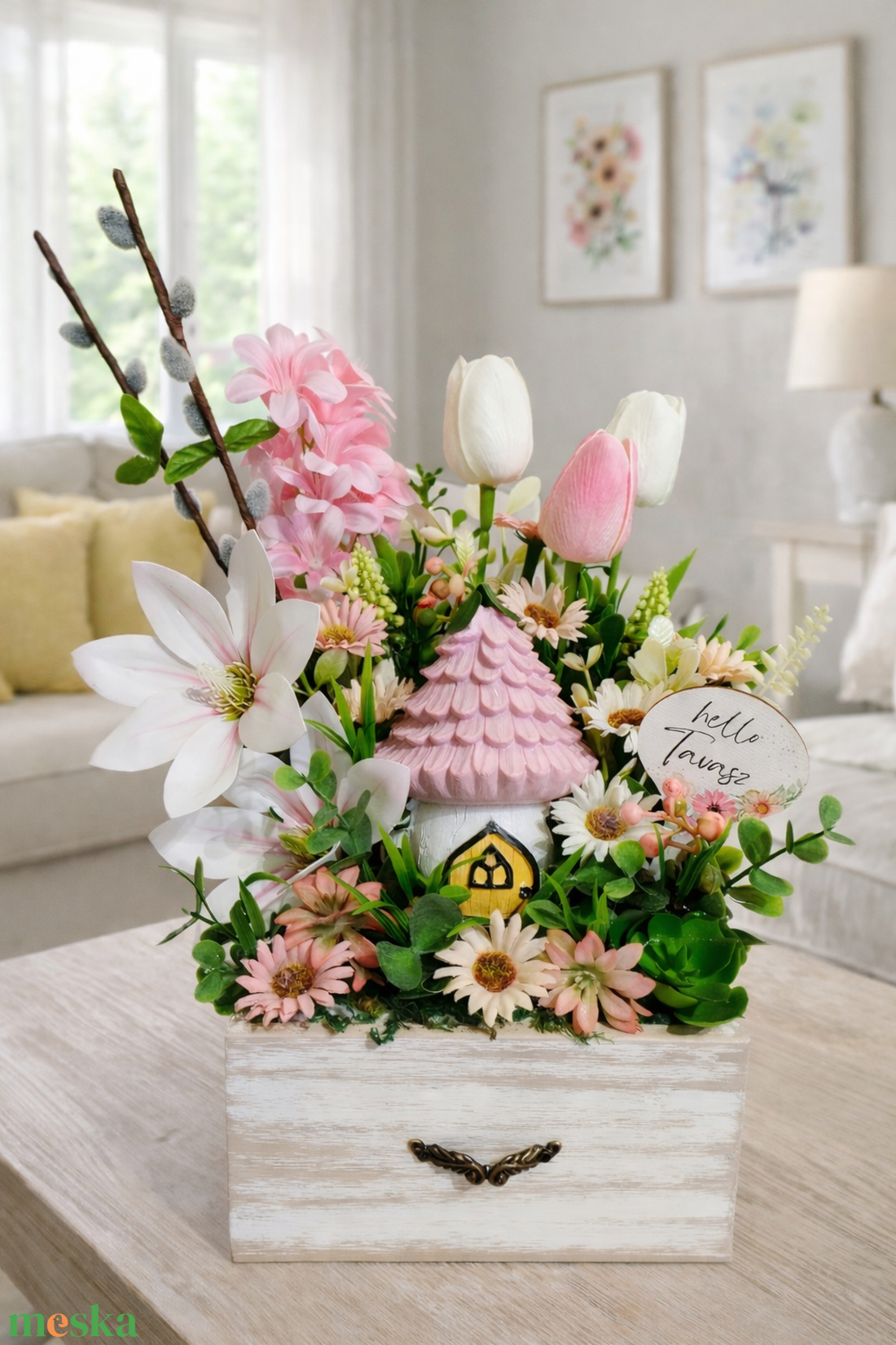 Gombaházikós tavaszi asztaldísz  - otthon & életmód - dekoráció - asztal és polc dekoráció - asztaldísz - Meska.hu