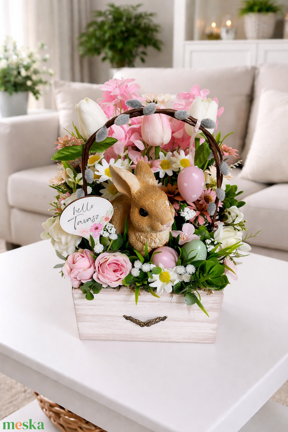 Fiókos nyuszis tavaszi asztaldísz  - otthon & életmód - dekoráció - húsvéti asztaldíszek - Meska.hu