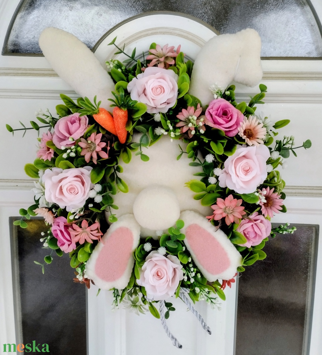 Nyuszi popós tavaszi ajtódísz  - otthon & életmód - dekoráció - ajtó- és ablak dekoráció - ajtódísz & kopogtató - Meska.hu