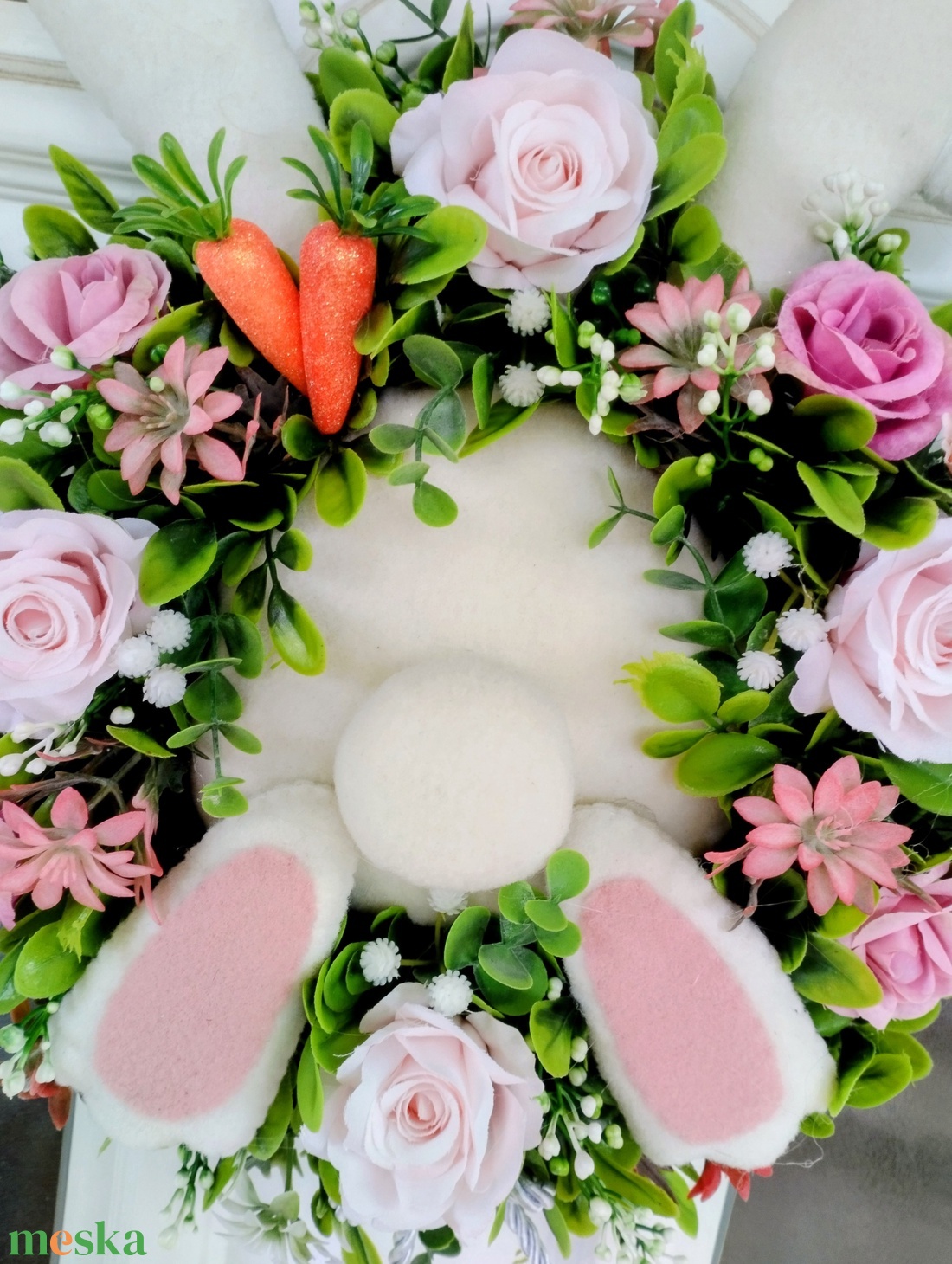 Nyuszi popós tavaszi ajtódísz  - otthon & életmód - dekoráció - ajtó- és ablak dekoráció - ajtódísz & kopogtató - Meska.hu