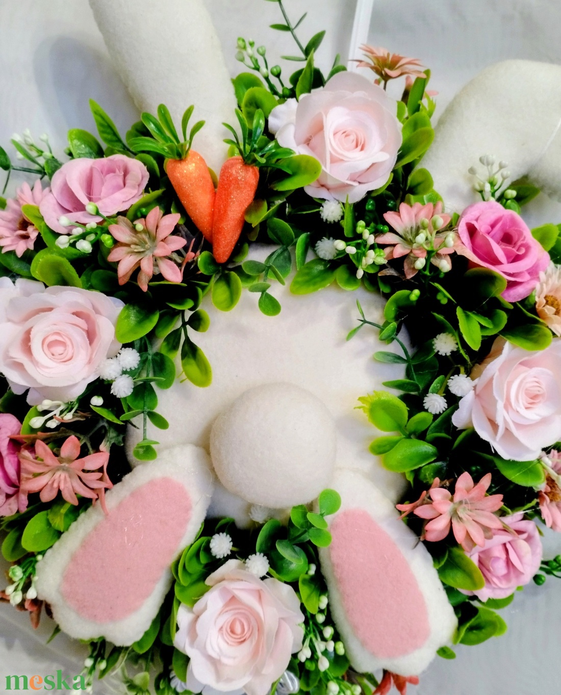 Nyuszi popós tavaszi ajtódísz  - otthon & életmód - dekoráció - ajtó- és ablak dekoráció - ajtódísz & kopogtató - Meska.hu