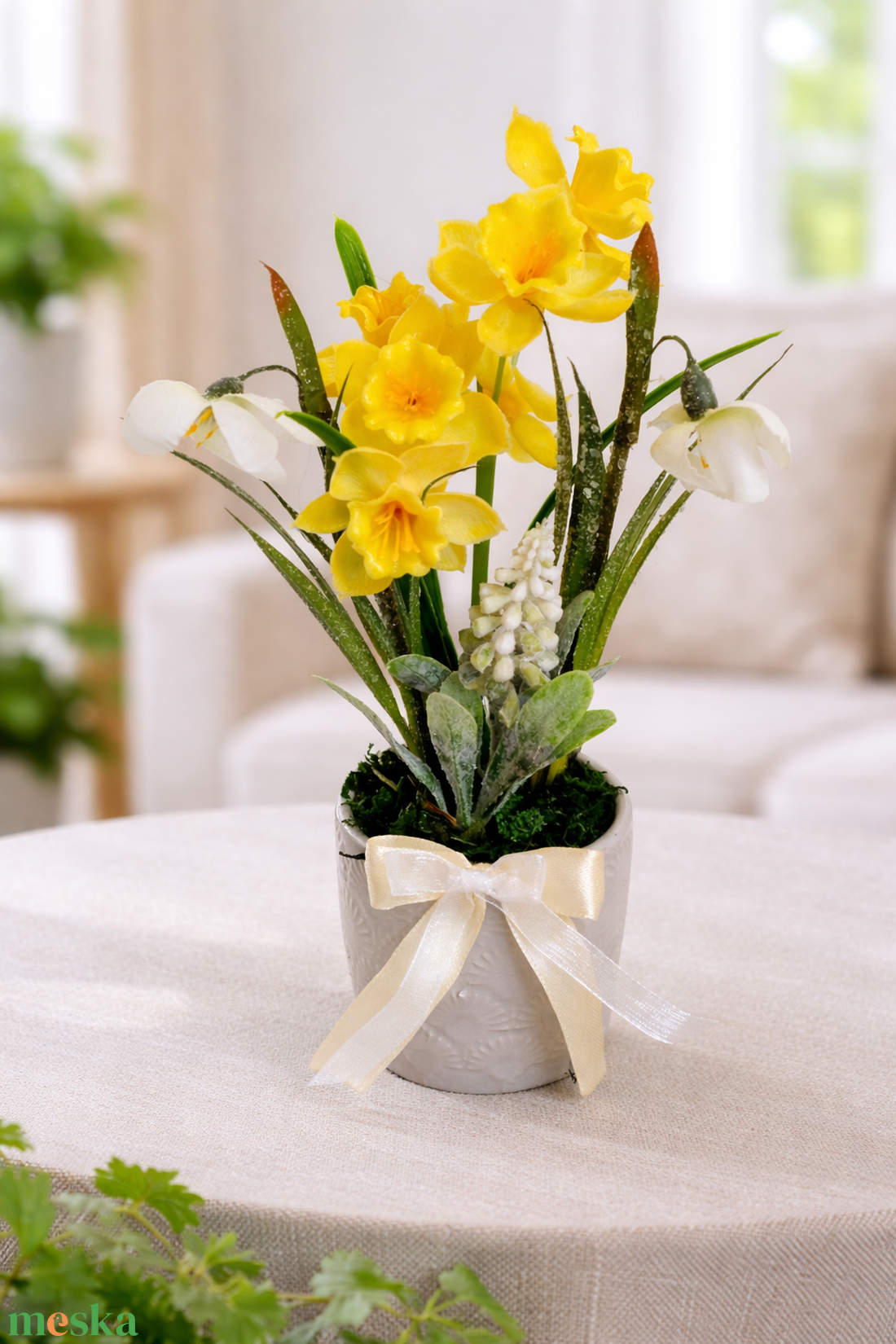 Nárciszos tavaszi asztaldísz  - otthon & életmód - dekoráció - asztal és polc dekoráció - asztaldísz - Meska.hu