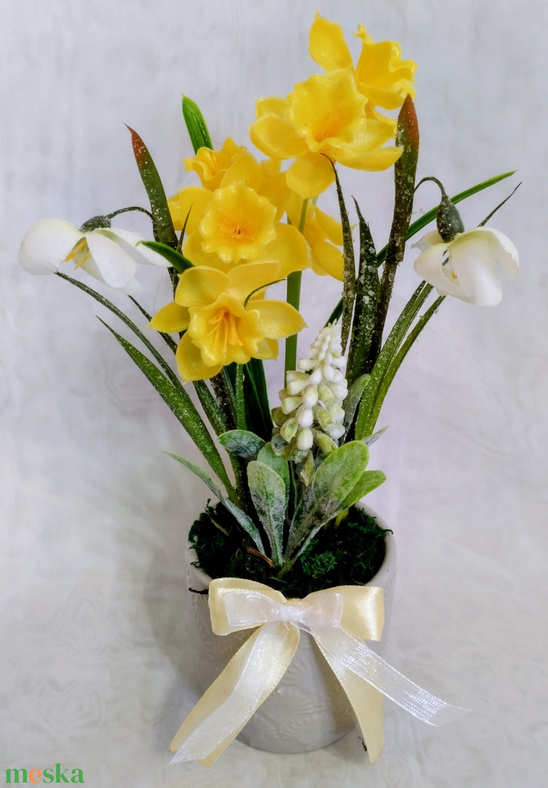 Nárciszos tavaszi asztaldísz  - otthon & életmód - dekoráció - asztal és polc dekoráció - asztaldísz - Meska.hu