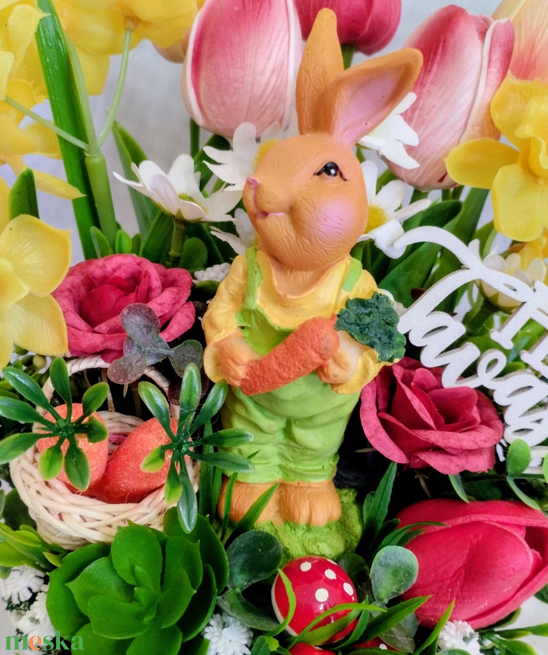 Nyúl Péter mesekertje tavaszi asztaldísz  - ünnepi díszek, dekorációk - húsvéti díszek és dekorációk - húsvéti asztaldíszek - Meska.hu
