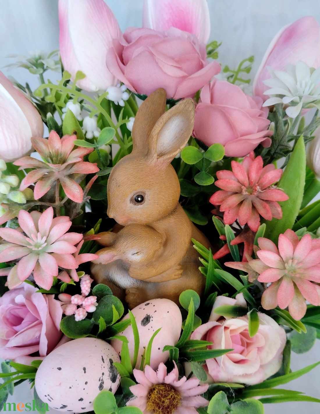 Nyuszik kertje- tavaszi asztaldísz  - ünnepi díszek, dekorációk - húsvéti díszek és dekorációk - húsvéti asztaldíszek - Meska.hu
