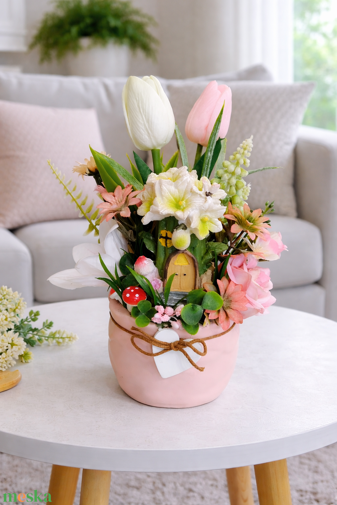 Tündérfa rózsaszín kaspós asztaldísz  - otthon & életmód - dekoráció - asztal és polc dekoráció - asztaldísz - Meska.hu