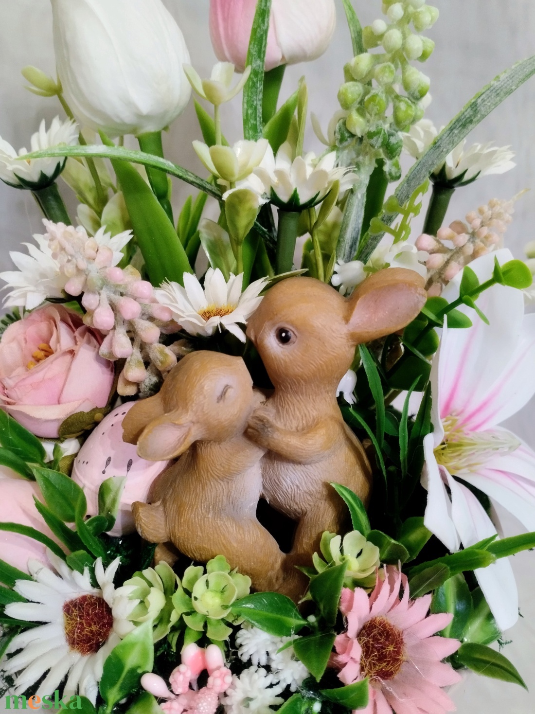 Táncoló nyuszik tavaszi asztaldísz  - ünnepi díszek, dekorációk - húsvéti díszek és dekorációk - húsvéti asztaldíszek - Meska.hu