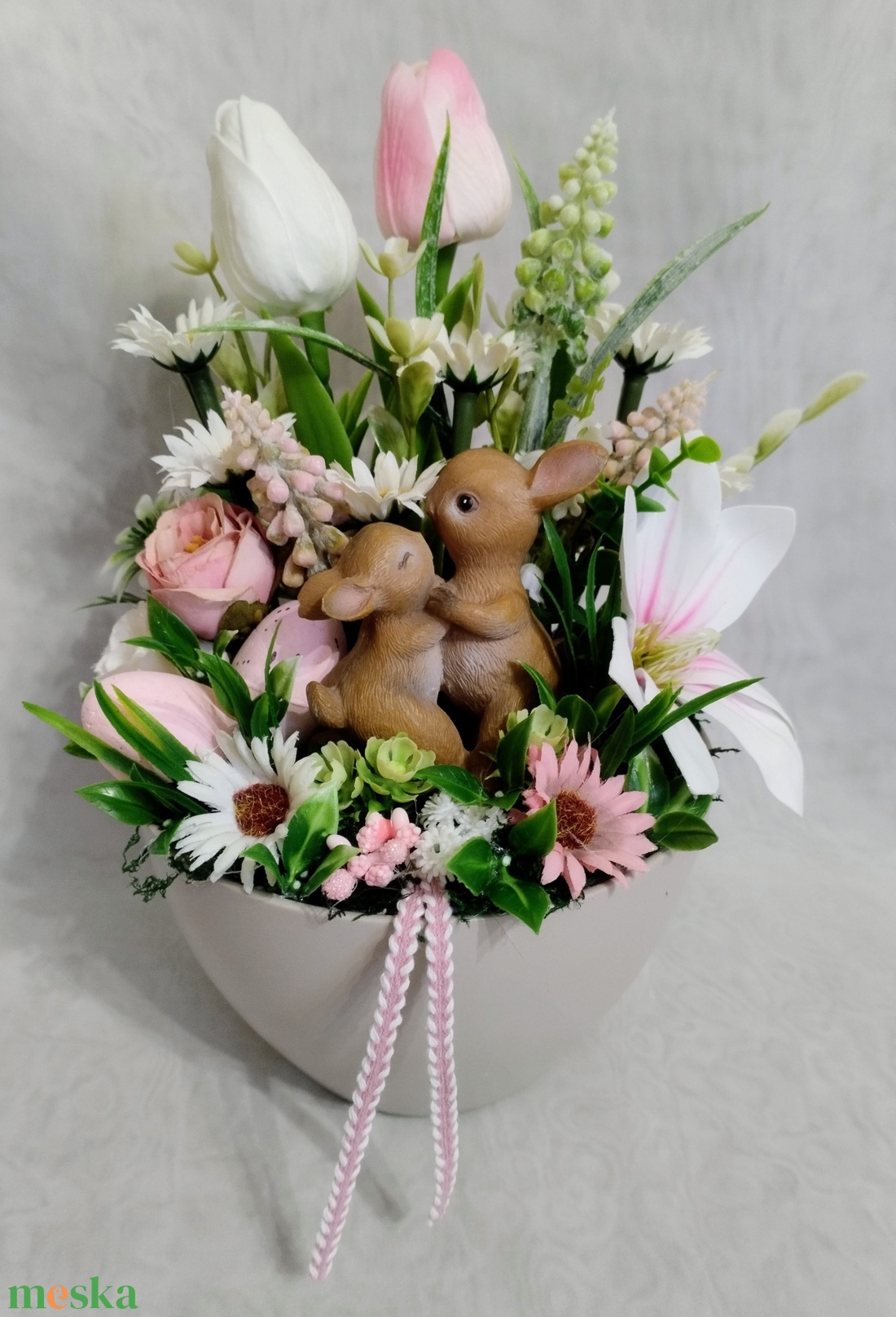 Táncoló nyuszik tavaszi asztaldísz  - ünnepi díszek, dekorációk - húsvéti díszek és dekorációk - húsvéti asztaldíszek - Meska.hu