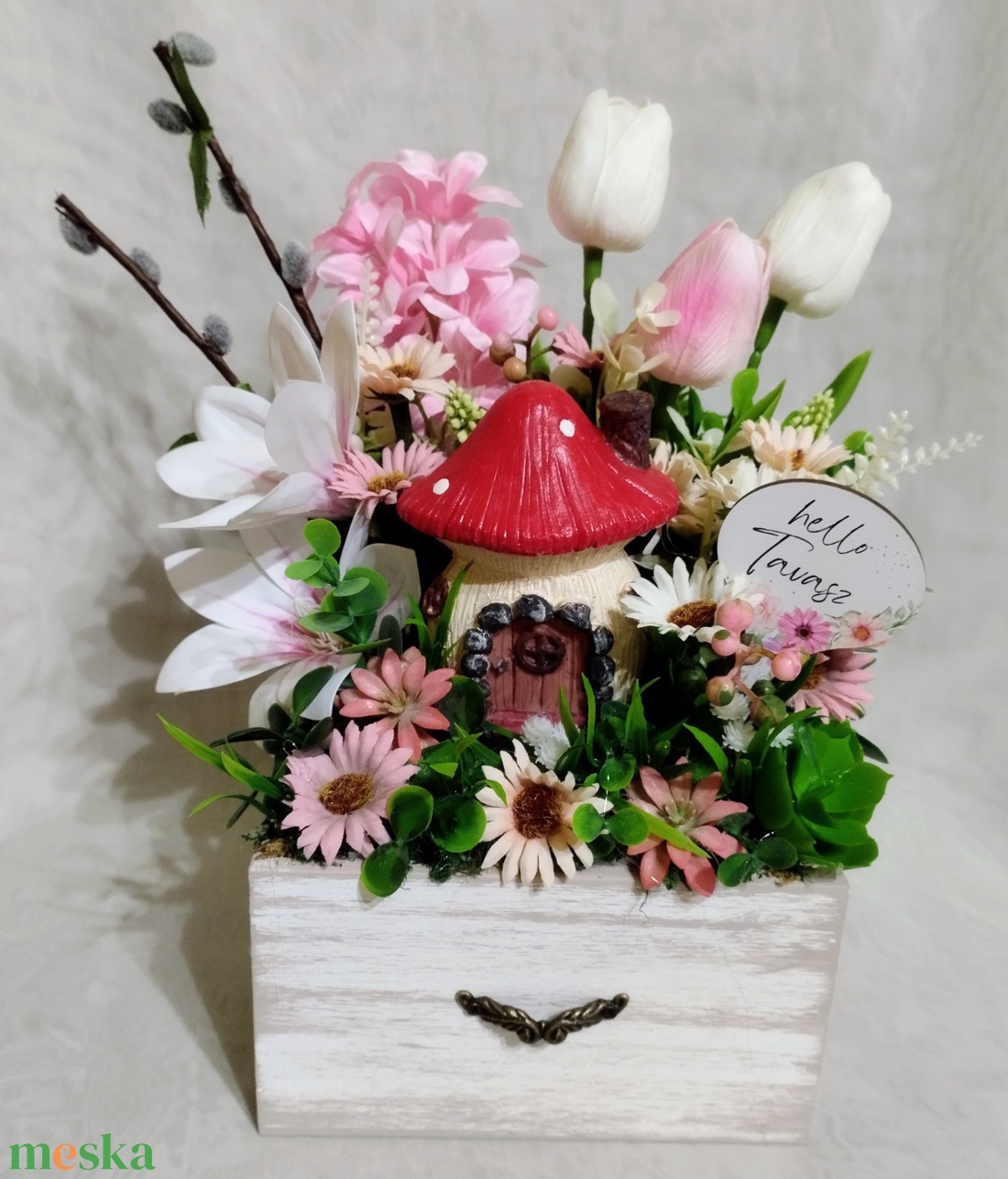 Gombaházikós tavaszi asztaldísz  - otthon & életmód - dekoráció - asztal és polc dekoráció - asztaldísz - Meska.hu