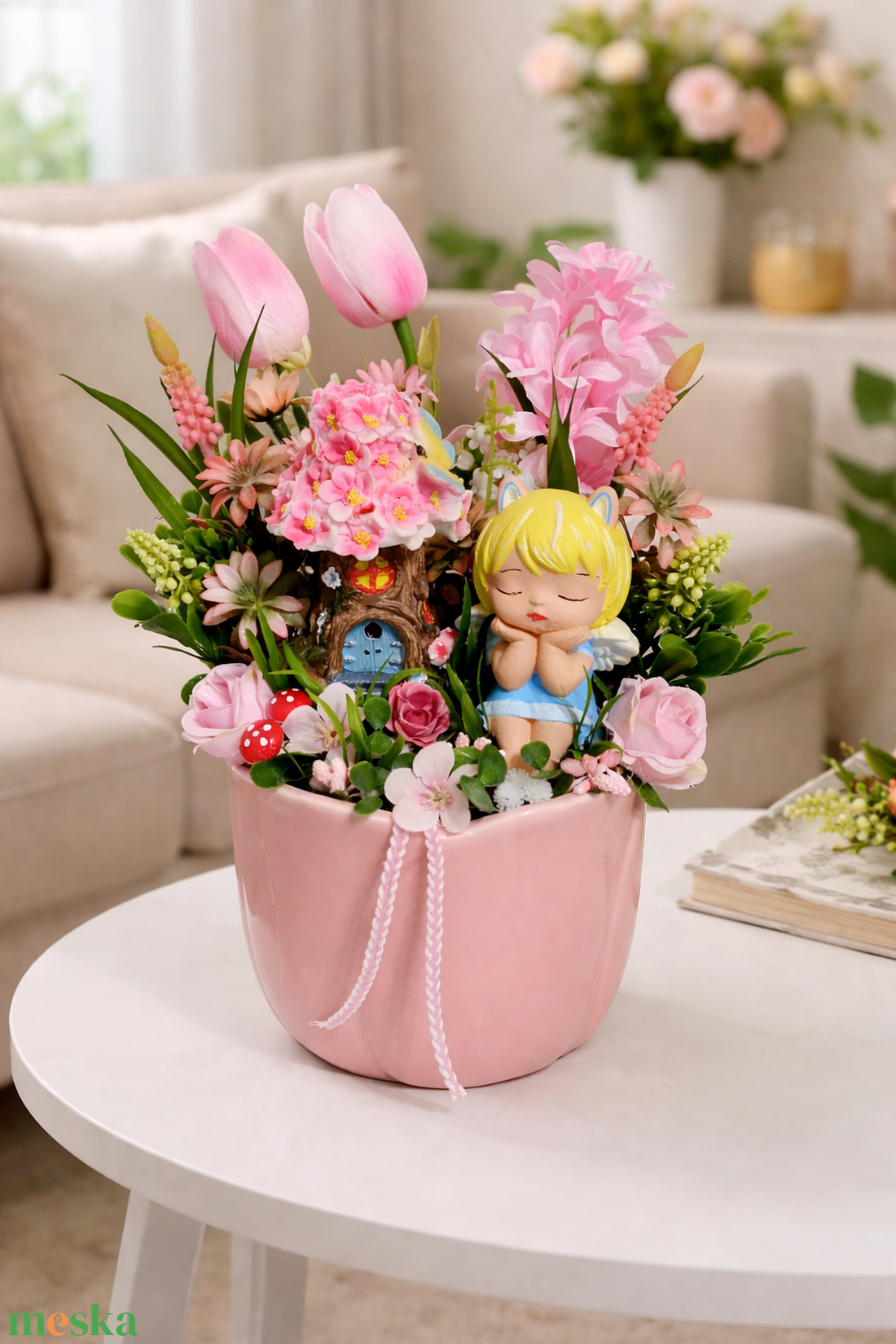 Álmodozó tündérkés tavaszi asztaldísz  - otthon & életmód - dekoráció - asztal és polc dekoráció - asztaldísz - Meska.hu