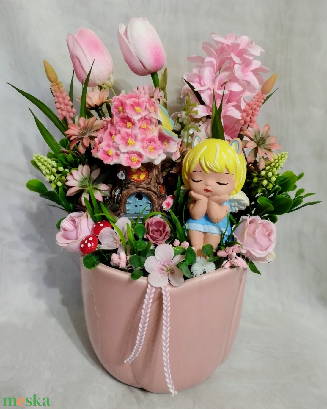Álmodozó tündérkés tavaszi asztaldísz  - otthon & életmód - dekoráció - asztal és polc dekoráció - asztaldísz - Meska.hu