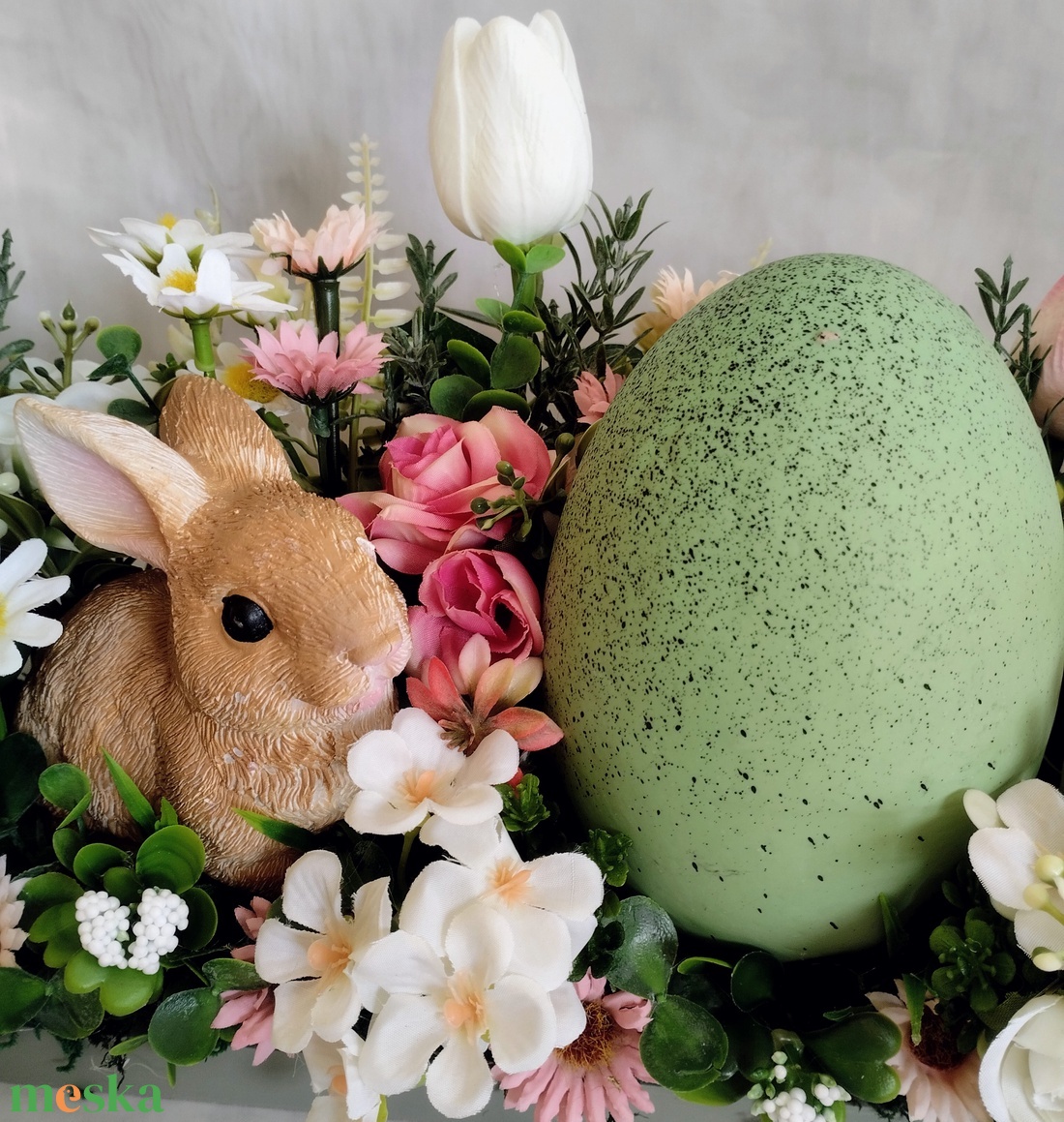 Helló Tavasz- Nyuszis asztaldísz - ünnepi díszek, dekorációk - húsvéti díszek és dekorációk - húsvéti asztaldíszek - Meska.hu