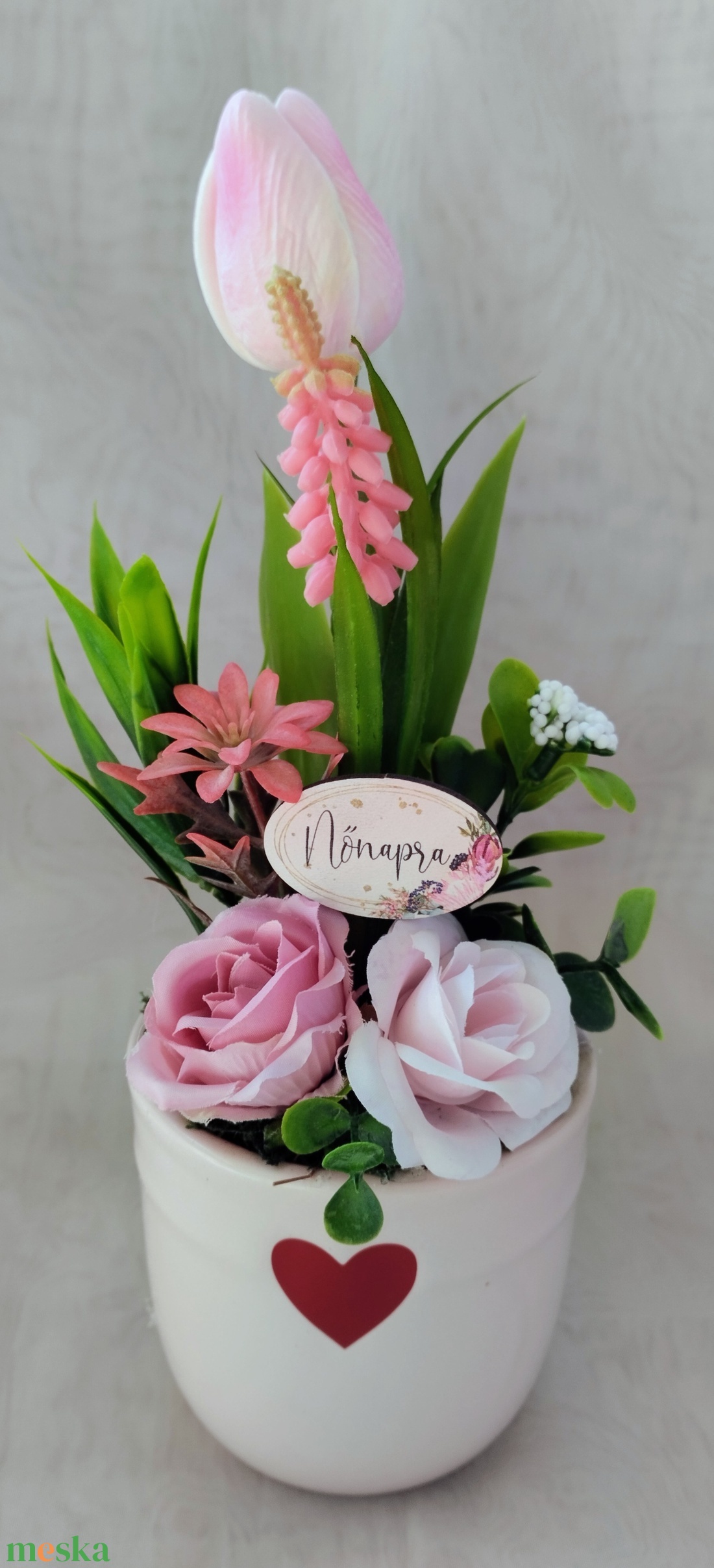 Halvány rózsaszín kaspós kis asztaldísz  - otthon & életmód - dekoráció - asztal és polc dekoráció - asztaldísz - Meska.hu