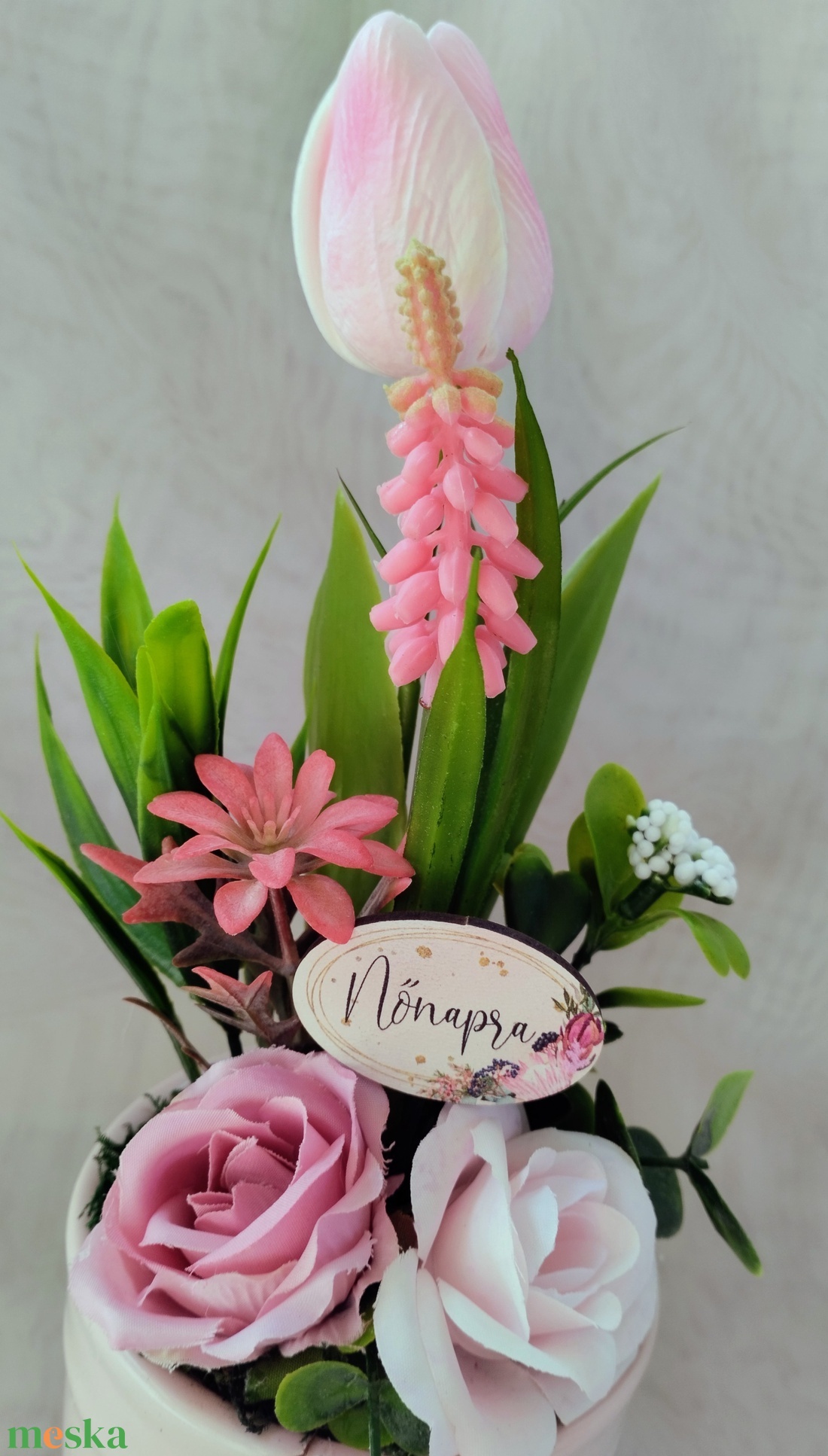 Halvány rózsaszín kaspós kis asztaldísz  - otthon & életmód - dekoráció - asztal és polc dekoráció - asztaldísz - Meska.hu