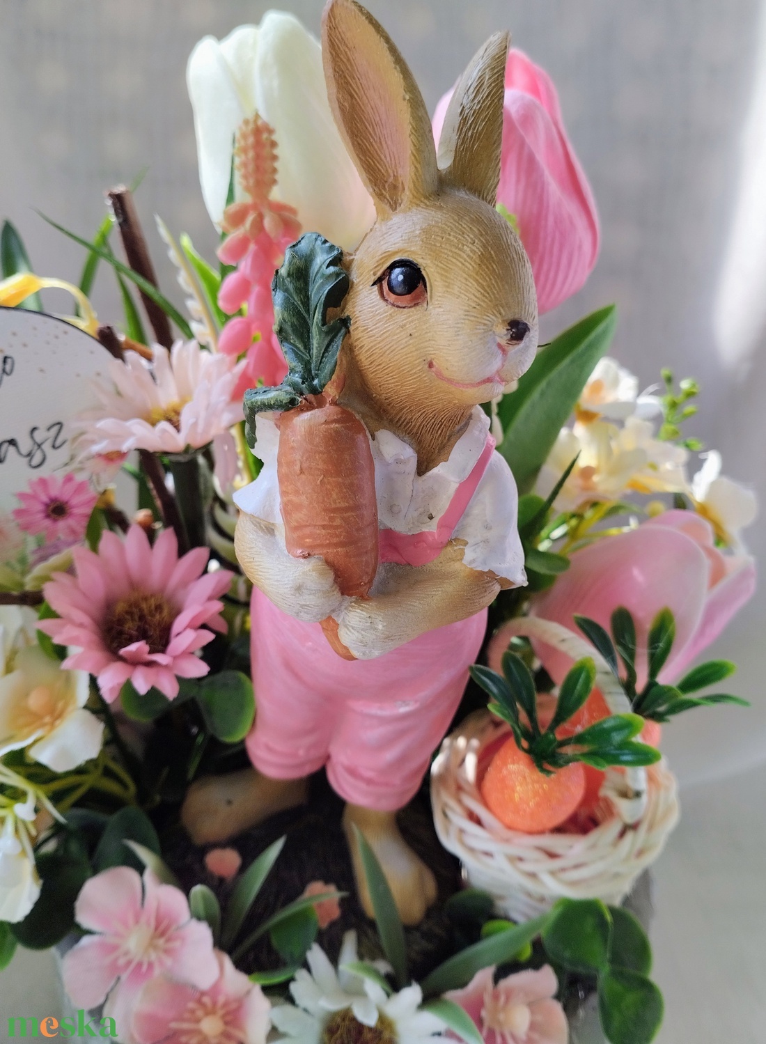 Kertész nyuszis tavaszi asztaldísz  - ünnepi díszek, dekorációk - húsvéti díszek és dekorációk - húsvéti asztaldíszek - Meska.hu