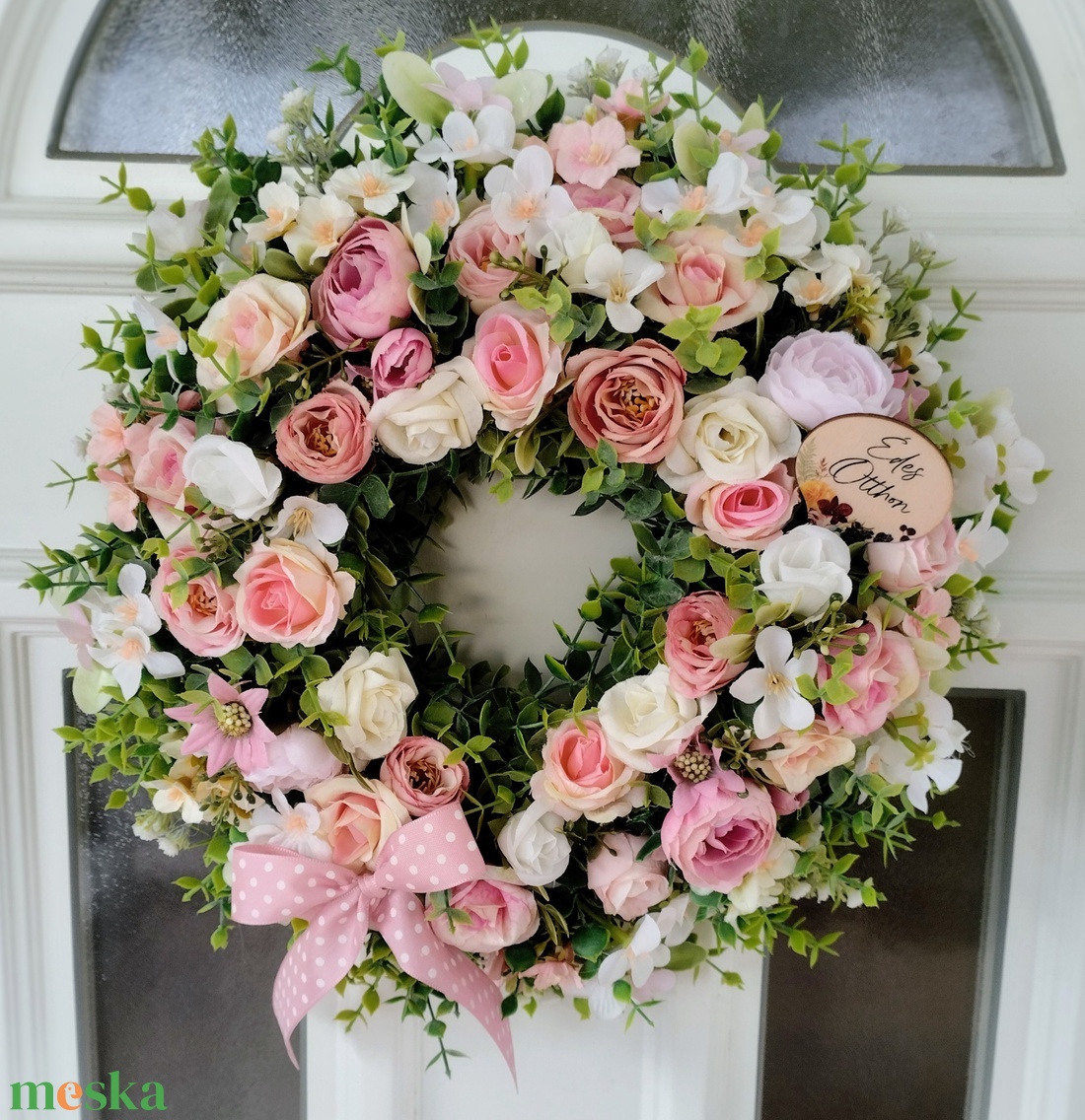 Pasztell virágos ajtódísz  - otthon & életmód - dekoráció - ajtó- és ablak dekoráció - ajtódísz & kopogtató - Meska.hu