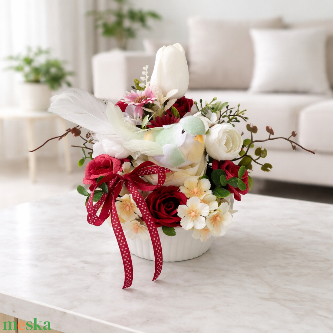 Madárkás asztaldísz - otthon & életmód - dekoráció - asztal és polc dekoráció - asztaldísz - Meska.hu