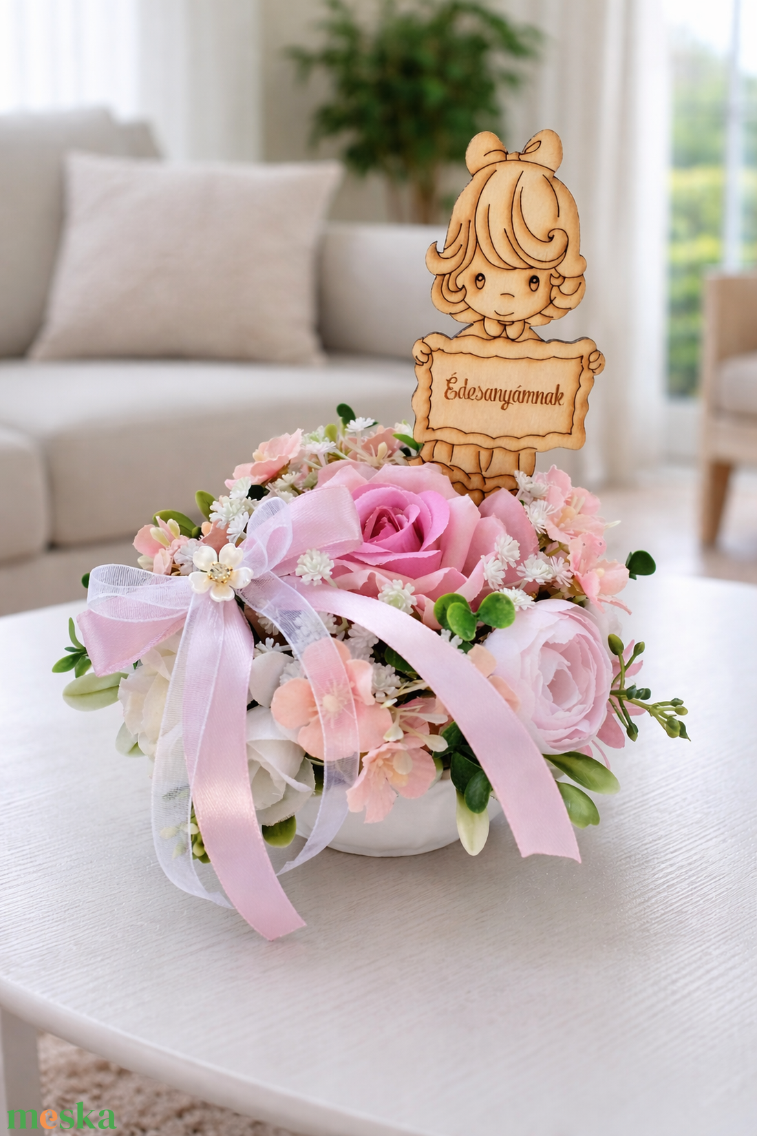 Pasztell virágos asztaldísz  - otthon & életmód - dekoráció - asztal és polc dekoráció - asztaldísz - Meska.hu