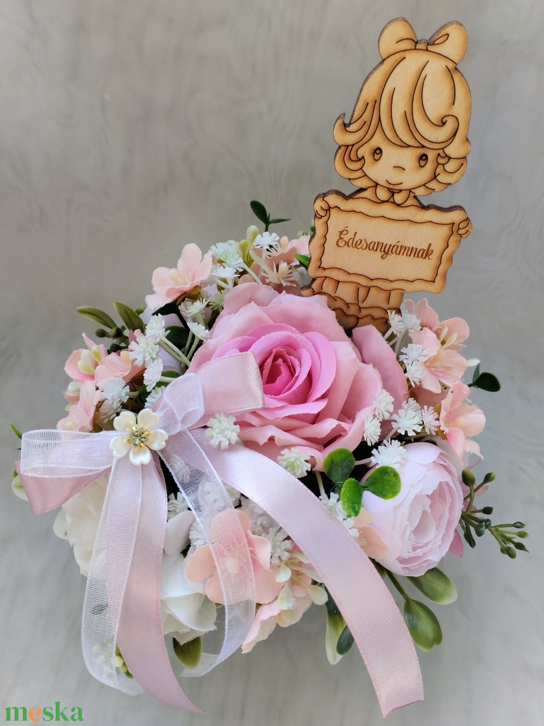 Pasztell virágos asztaldísz  - otthon & életmód - dekoráció - asztal és polc dekoráció - asztaldísz - Meska.hu