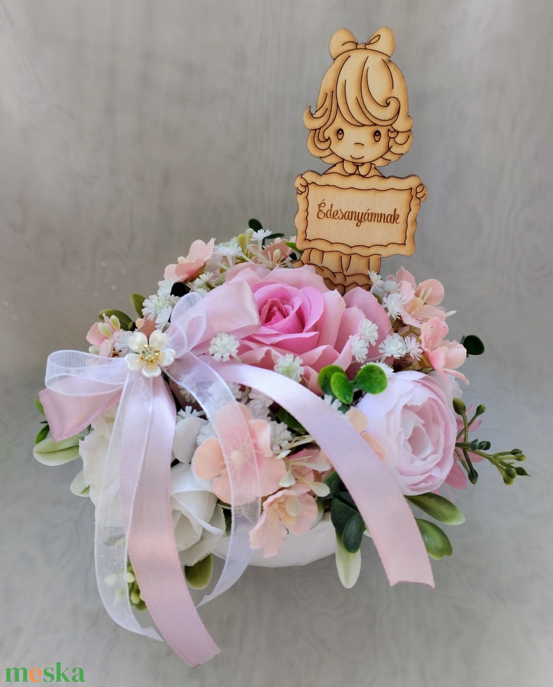 Pasztell virágos asztaldísz  - otthon & életmód - dekoráció - asztal és polc dekoráció - asztaldísz - Meska.hu