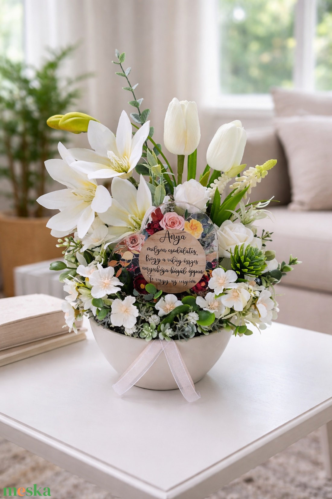 Fehér magnólia álom asztaldísz  - otthon & életmód - dekoráció - asztal és polc dekoráció - asztaldísz - Meska.hu