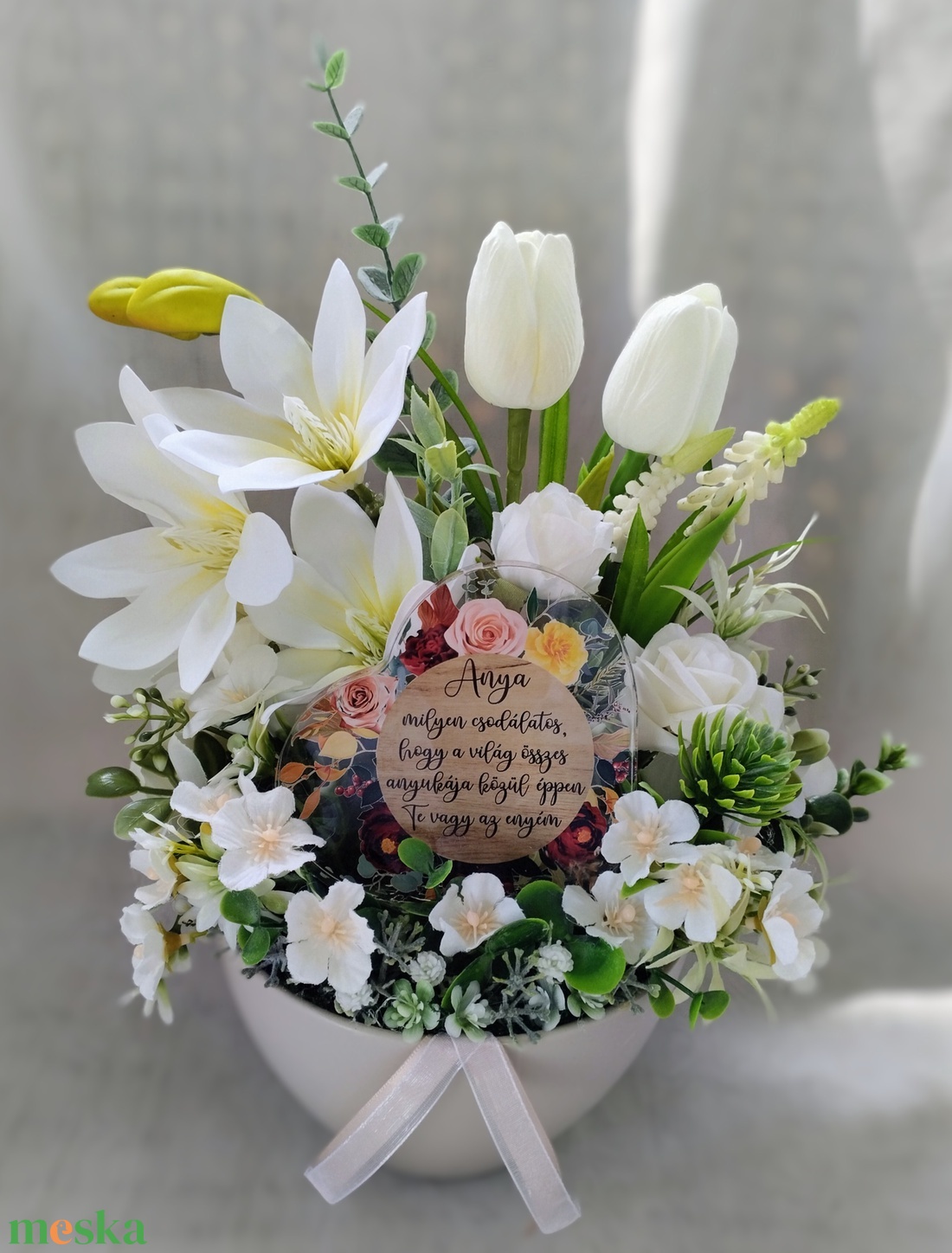 Fehér magnólia álom asztaldísz  - otthon & életmód - dekoráció - asztal és polc dekoráció - asztaldísz - Meska.hu