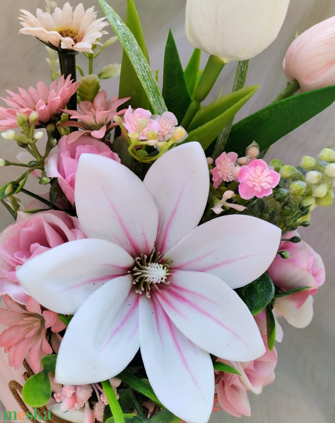 Rózsaszín kiskert asztaldísz  - otthon & életmód - dekoráció - asztal és polc dekoráció - asztaldísz - Meska.hu