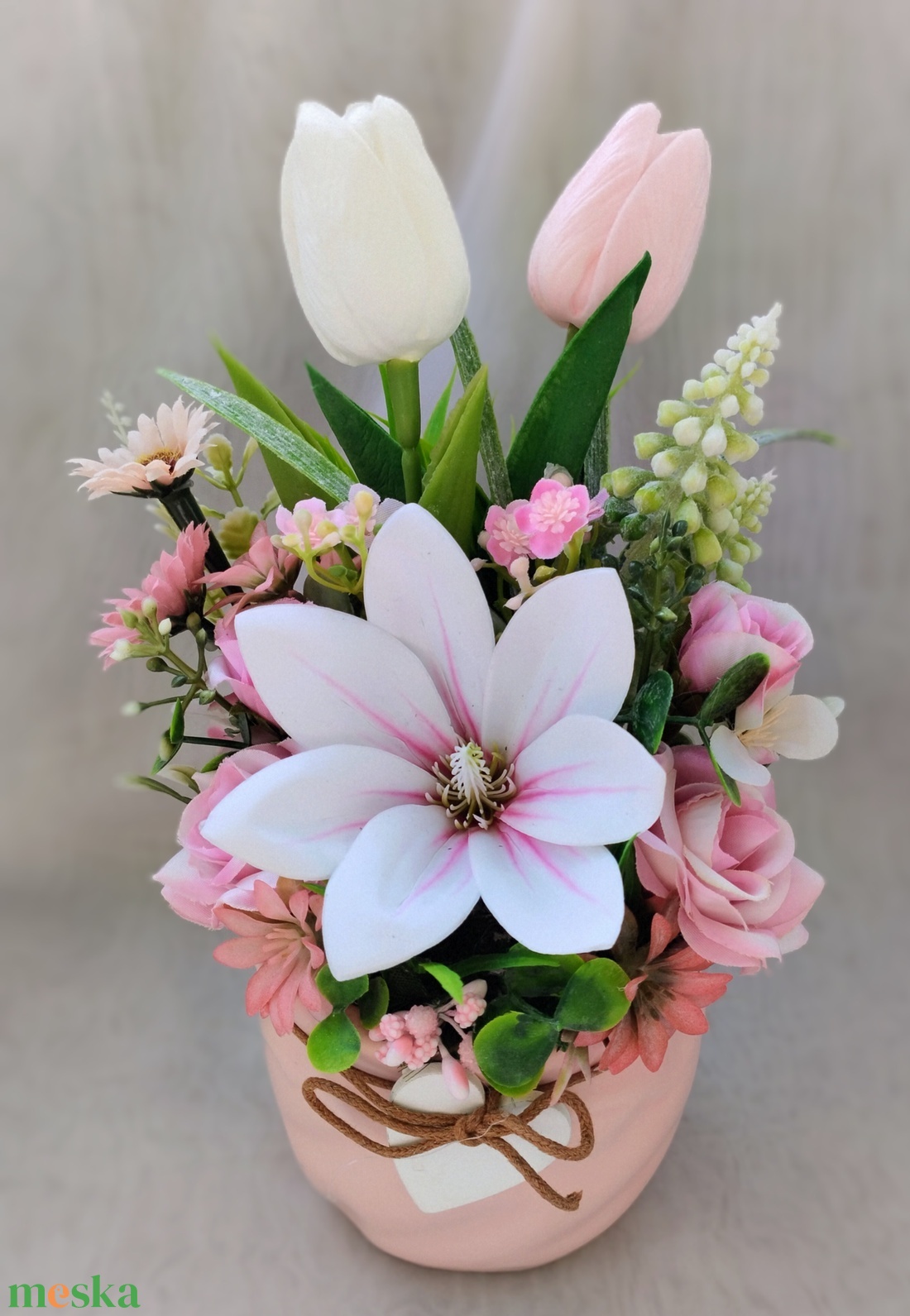 Rózsaszín kiskert asztaldísz  - otthon & életmód - dekoráció - asztal és polc dekoráció - asztaldísz - Meska.hu